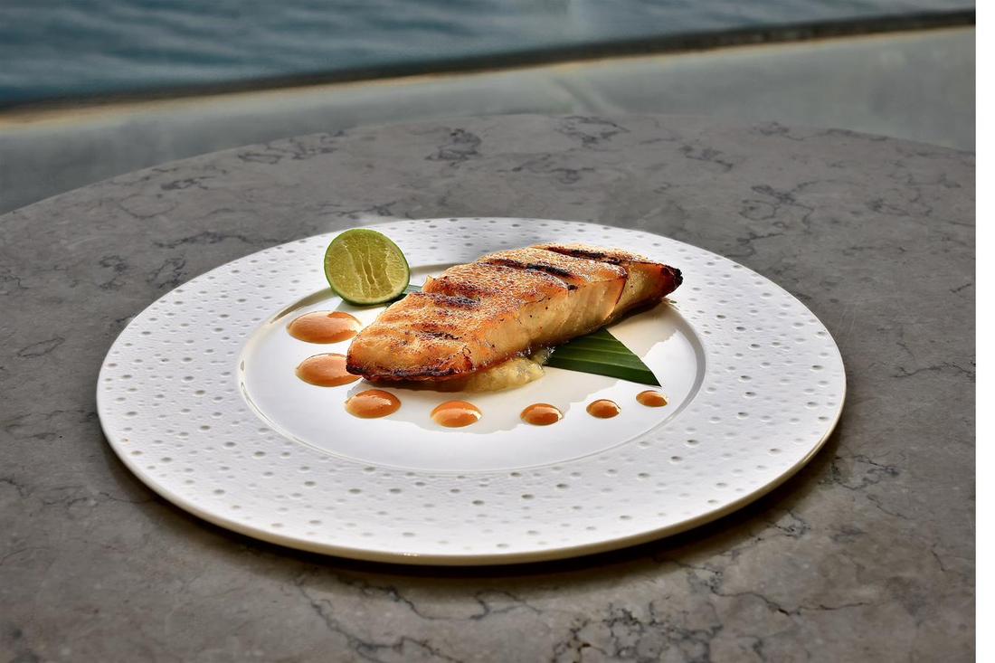 Baked miso cod with pickled ginger shoot at Rockfish Cliffside